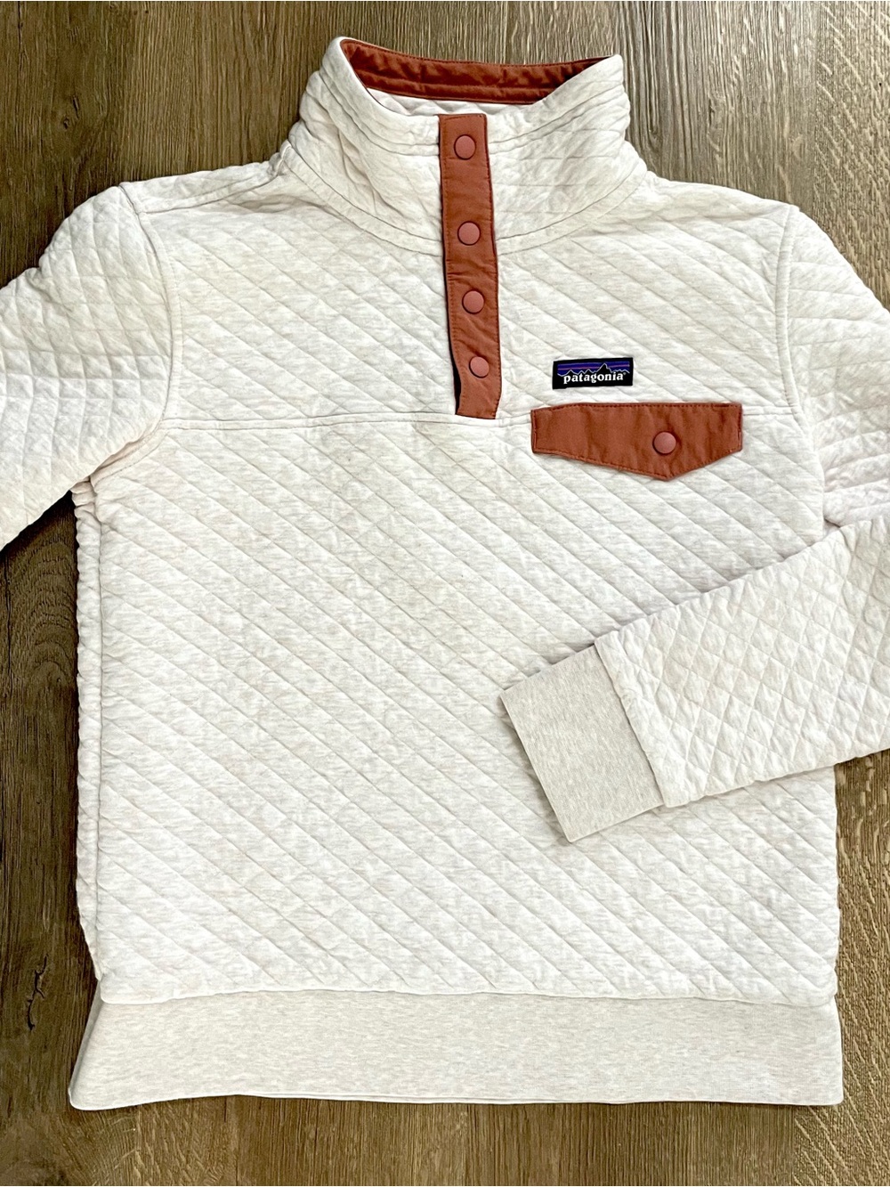 Patagonia Organic Cotton Quilt Snap-T Pullover Cream Pink Women’s XS
